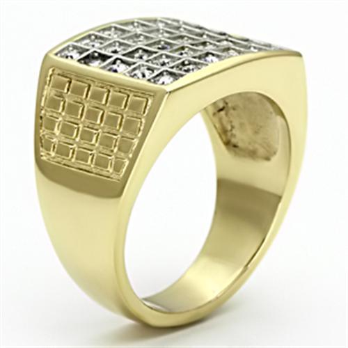Gold Rings for Men Stainless Steel TK734 Two-Tone with Top Grade Crystal in Clear - Jewelry Store by Erik Rayo