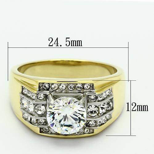 Gold Rings for Men Stainless Steel TK736 Two-Tone with AAA Grade Cubic Zirconia in Clear - Jewelry Store by Erik Rayo