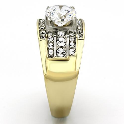 Gold Rings for Men Stainless Steel TK736 Two-Tone with AAA Grade Cubic Zirconia in Clear - Jewelry Store by Erik Rayo