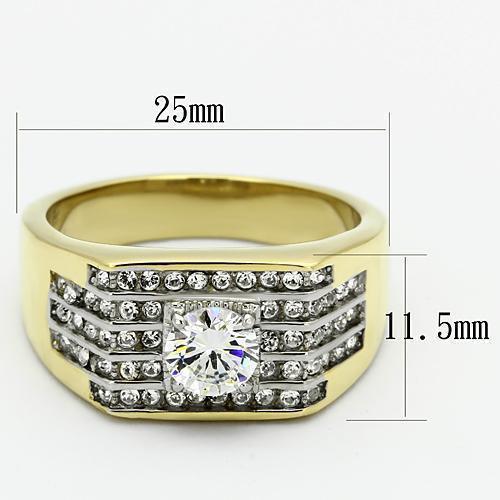 Gold Rings for Men Stainless Steel TK737 Two-Tone with AAA Grade Cubic Zirconia in Clear - Jewelry Store by Erik Rayo