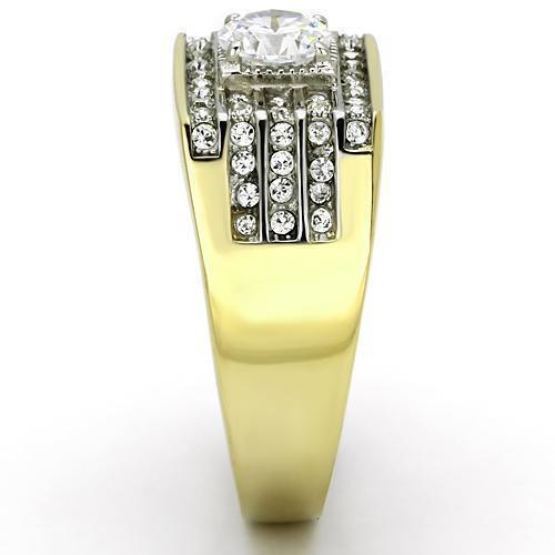 Gold Rings for Men Stainless Steel TK737 Two-Tone with AAA Grade Cubic Zirconia in Clear - Jewelry Store by Erik Rayo