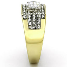 Load image into Gallery viewer, Gold Rings for Men Stainless Steel TK737 Two-Tone with AAA Grade Cubic Zirconia in Clear
