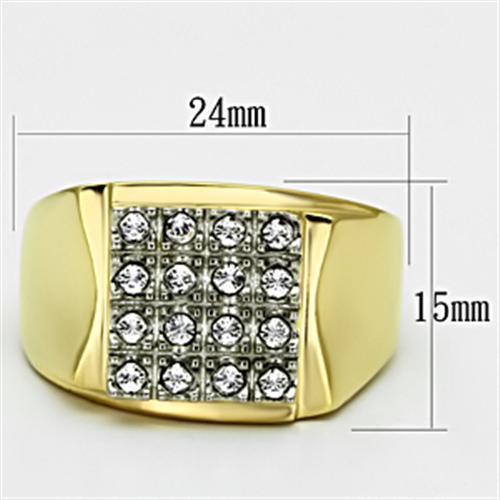 Gold Rings for Men Stainless Steel TK751 Two-Tone with Top Grade Crystal in Clear - Jewelry Store by Erik Rayo