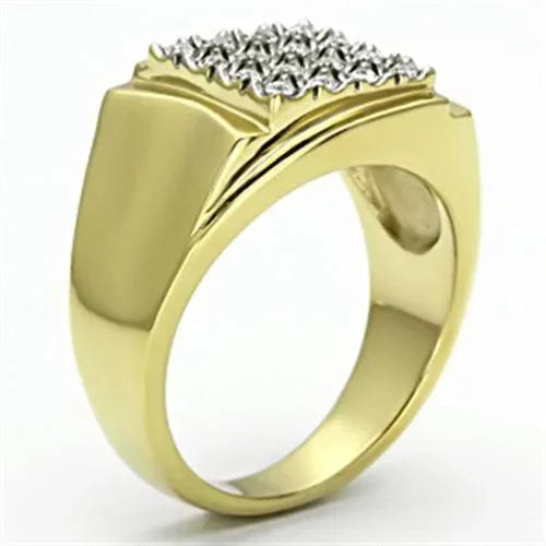 Gold Rings for Men Stainless Steel TK751 Two-Tone with Top Grade Crystal in Clear - Jewelry Store by Erik Rayo