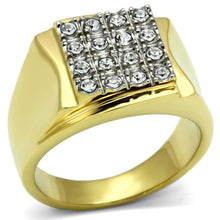 Load image into Gallery viewer, Gold Rings for Men Stainless Steel TK751 Two-Tone with Top Grade Crystal in Clear
