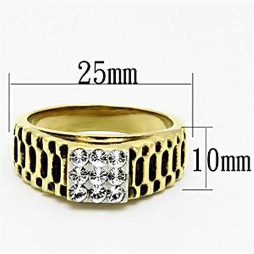 Gold Rings for Men Stainless Steel TK753 Two-Tone with Top Grade Crystal in Clear - Jewelry Store by Erik Rayo