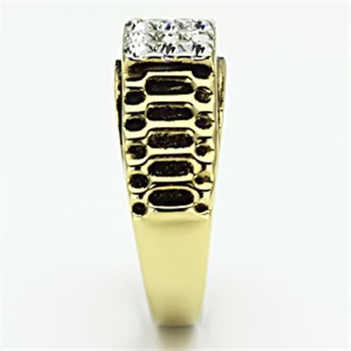 Gold Rings for Men Stainless Steel TK753 Two-Tone with Top Grade Crystal in Clear - Jewelry Store by Erik Rayo