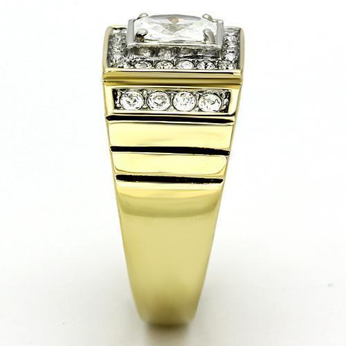 Gold Rings for Men Stainless Steel TK755 Two-Tone with AAA Grade Cubic Zirconia in Clear - Jewelry Store by Erik Rayo