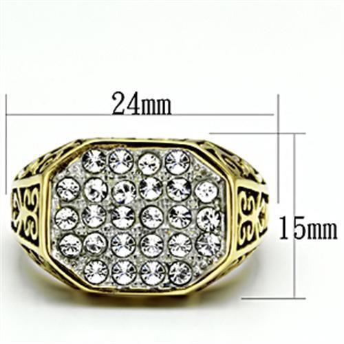 Gold Rings for Men Stainless Steel TK757 Two-Tone with Top Grade Crystal in Clear - Jewelry Store by Erik Rayo
