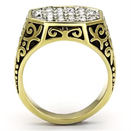 Gold Rings for Men Stainless Steel TK757 Two-Tone with Top Grade Crystal in Clear - Jewelry Store by Erik Rayo