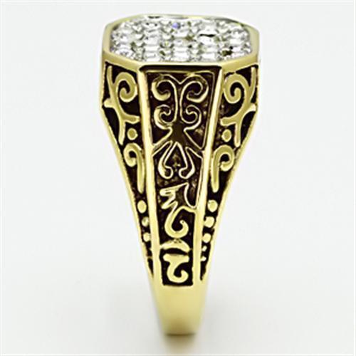 Gold Rings for Men Stainless Steel TK757 Two-Tone with Top Grade Crystal in Clear - Jewelry Store by Erik Rayo