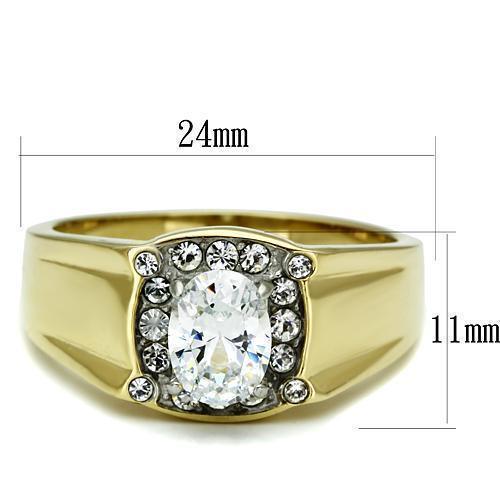 Gold Rings for Men Stainless Steel TK758 Two-Tone with AAA Grade Cubic Zirconia in Clear - Jewelry Store by Erik Rayo
