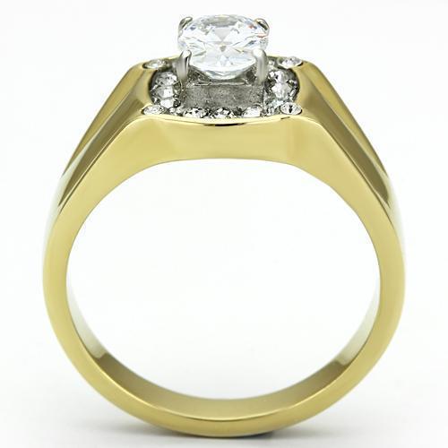 Gold Rings for Men Stainless Steel TK758 Two-Tone with AAA Grade Cubic Zirconia in Clear - Jewelry Store by Erik Rayo