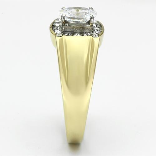 Gold Rings for Men Stainless Steel TK758 Two-Tone with AAA Grade Cubic Zirconia in Clear - Jewelry Store by Erik Rayo