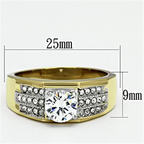 Gold Rings for Men Stainless Steel TK759 Two-Tone with AAA Grade Cubic Zirconia in Clear - Jewelry Store by Erik Rayo