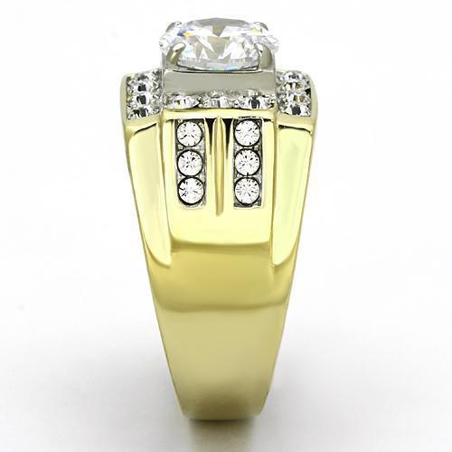 Gold Rings for Men Stainless Steel TK760 Two-Tone with AAA Grade Cubic Zirconia in Clear - Jewelry Store by Erik Rayo