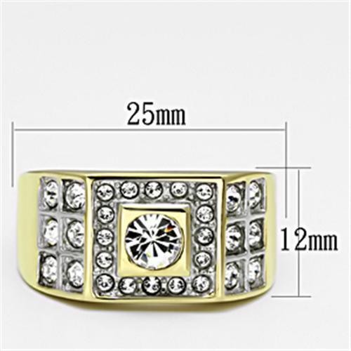 Gold Rings for Men Stainless Steel TK762 Two-Tone with Top Grade Crystal in Clear - Jewelry Store by Erik Rayo