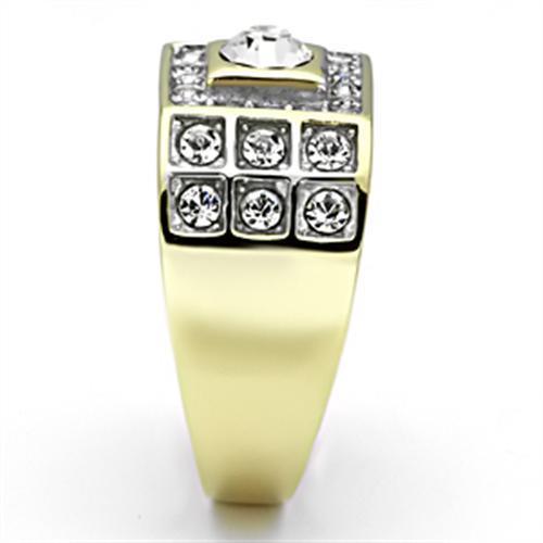 Gold Rings for Men Stainless Steel TK762 Two-Tone with Top Grade Crystal in Clear - Jewelry Store by Erik Rayo