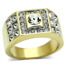 Load image into Gallery viewer, Gold Rings for Men Stainless Steel TK762 Two-Tone with Top Grade Crystal in Clear
