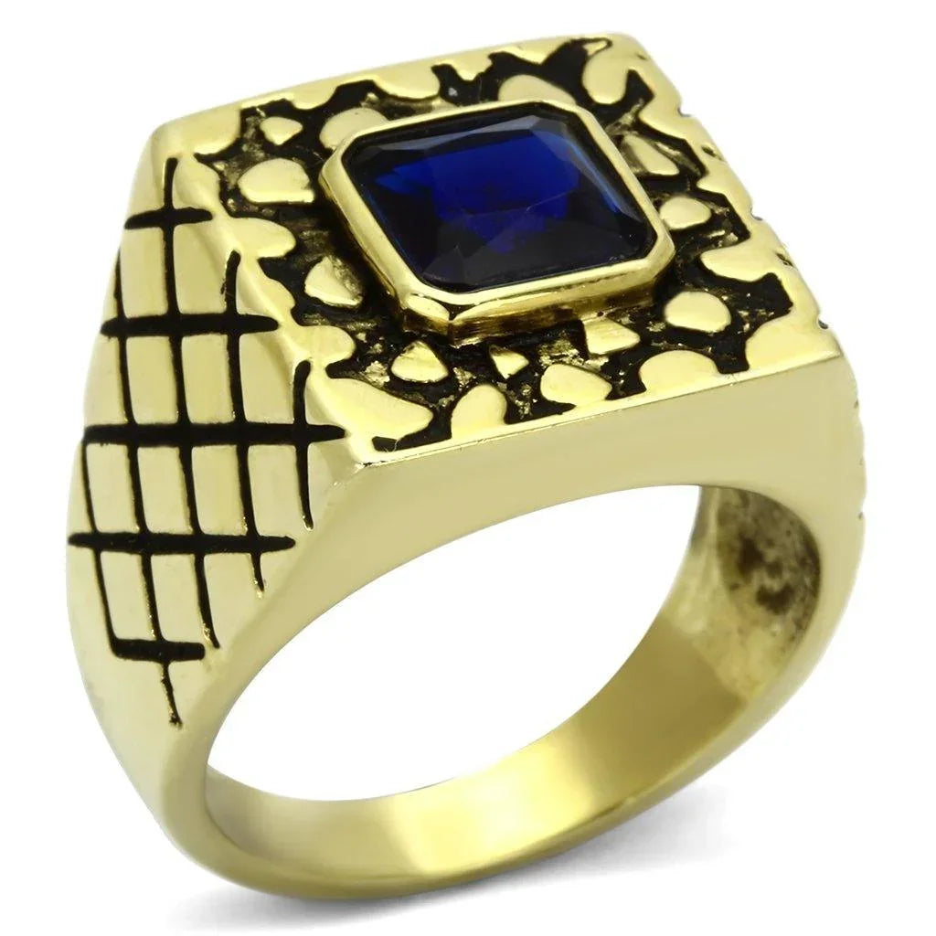Gold Rings for Men Stainless Steel TK763 with Glass in Montana - Jewelry Store by Erik Rayo