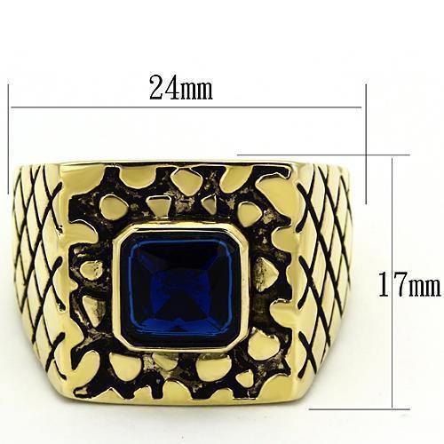 Gold Rings for Men Stainless Steel TK763 with Glass in Montana - Jewelry Store by Erik Rayo