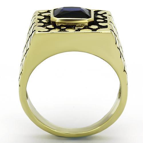 Gold Rings for Men Stainless Steel TK763 with Glass in Montana - Jewelry Store by Erik Rayo