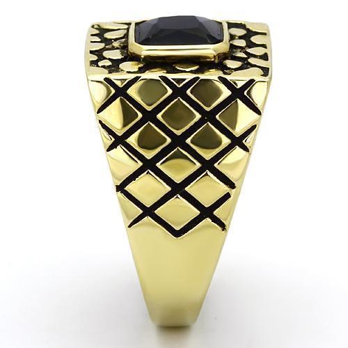 Gold Rings for Men Stainless Steel TK763 with Glass in Montana - Jewelry Store by Erik Rayo
