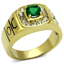 Load image into Gallery viewer, Gold Rings for Men Stainless Steel TK764 with Glass in Emerald
