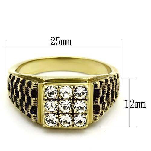 Gold Rings for Men Stainless Steel TK765 with Top Grade Crystal in Clear - Jewelry Store by Erik Rayo