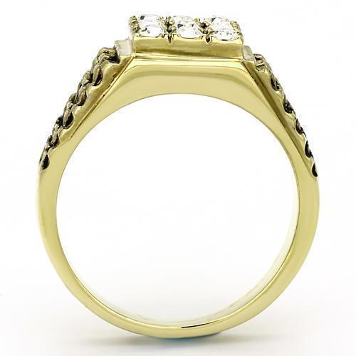 Gold Rings for Men Stainless Steel TK765 with Top Grade Crystal in Clear - Jewelry Store by Erik Rayo