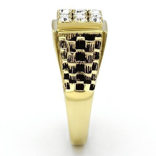Gold Rings for Men Stainless Steel TK765 with Top Grade Crystal in Clear - Jewelry Store by Erik Rayo