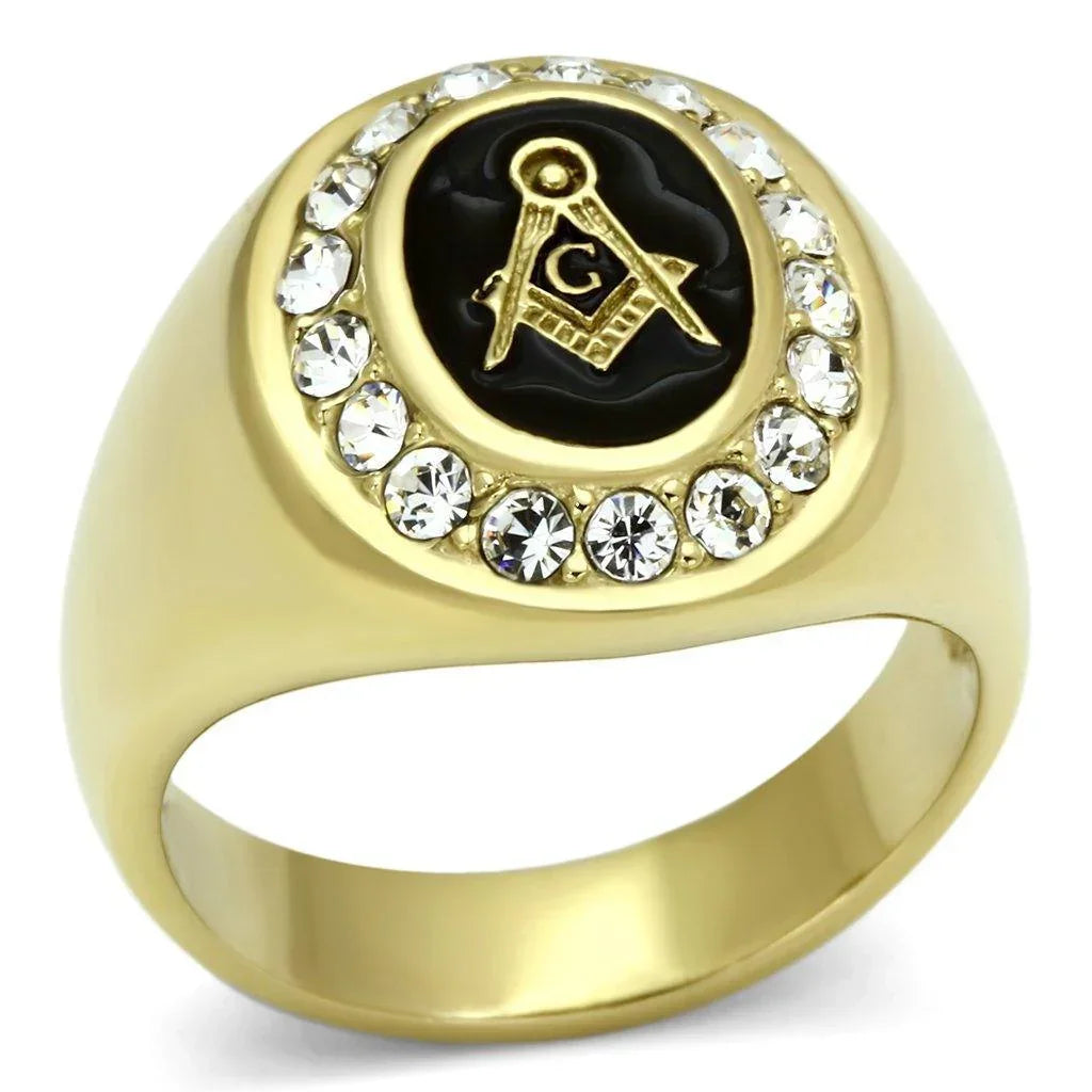 Gold Rings for Men Stainless Steel TK766 with Top Grade Crystal in Clear - Jewelry Store by Erik Rayo