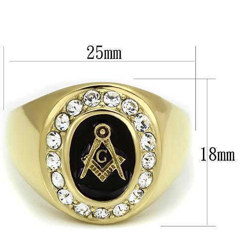 Gold Rings for Men Stainless Steel TK766 with Top Grade Crystal in Clear - Jewelry Store by Erik Rayo