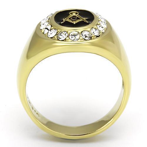 Gold Rings for Men Stainless Steel TK766 with Top Grade Crystal in Clear - Jewelry Store by Erik Rayo