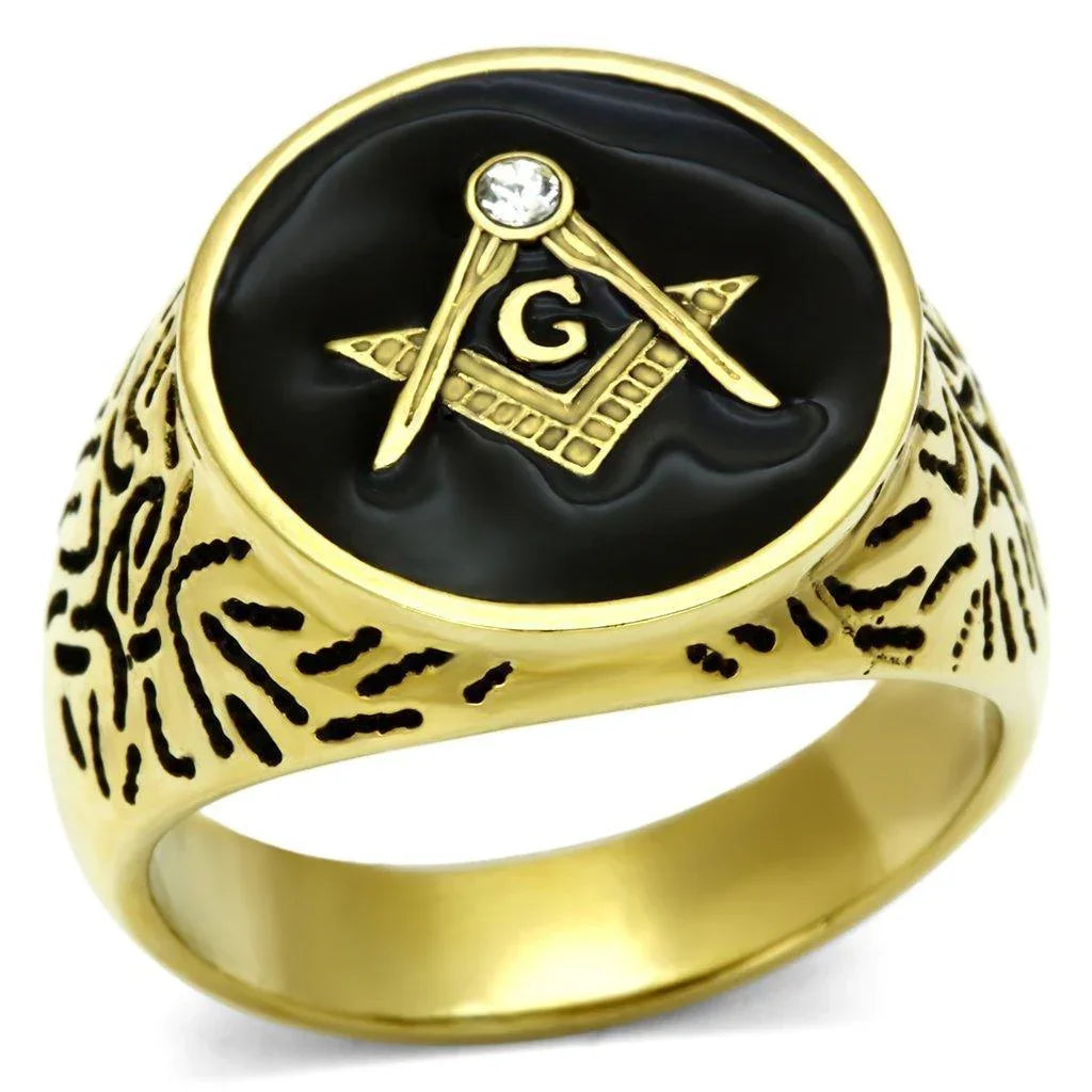 Gold Rings for Men Stainless Steel TK768 with Top Grade Crystal in Clear - Jewelry Store by Erik Rayo
