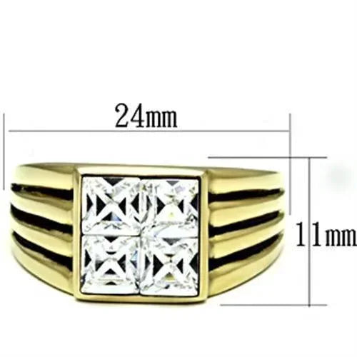 Gold Rings for Men Stainless Steel TK769 with Top Grade Crystal in Clear - Jewelry Store by Erik Rayo