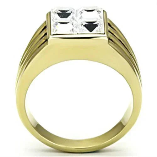 Gold Rings for Men Stainless Steel TK769 with Top Grade Crystal in Clear - Jewelry Store by Erik Rayo