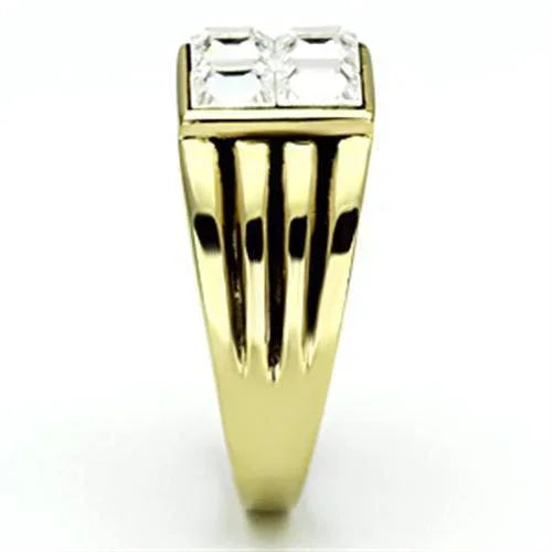 Gold Rings for Men Stainless Steel TK769 with Top Grade Crystal in Clear - Jewelry Store by Erik Rayo