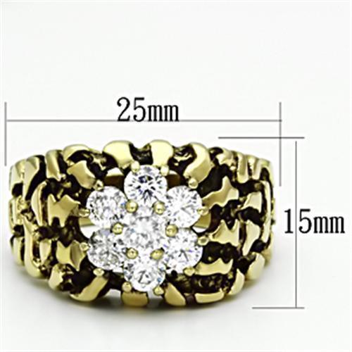 Gold Rings for Men Stainless Steel TK771 with AAA Grade Cubic Zirconia in Clear - Jewelry Store by Erik Rayo