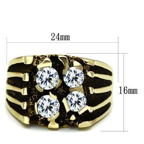 Gold Rings for Men Stainless Steel TK772 with AAA Grade Cubic Zirconia in Clear - Jewelry Store by Erik Rayo