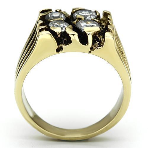 Gold Rings for Men Stainless Steel TK772 with AAA Grade Cubic Zirconia in Clear - Jewelry Store by Erik Rayo