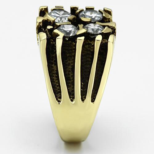 Gold Rings for Men Stainless Steel TK772 with AAA Grade Cubic Zirconia in Clear - Jewelry Store by Erik Rayo