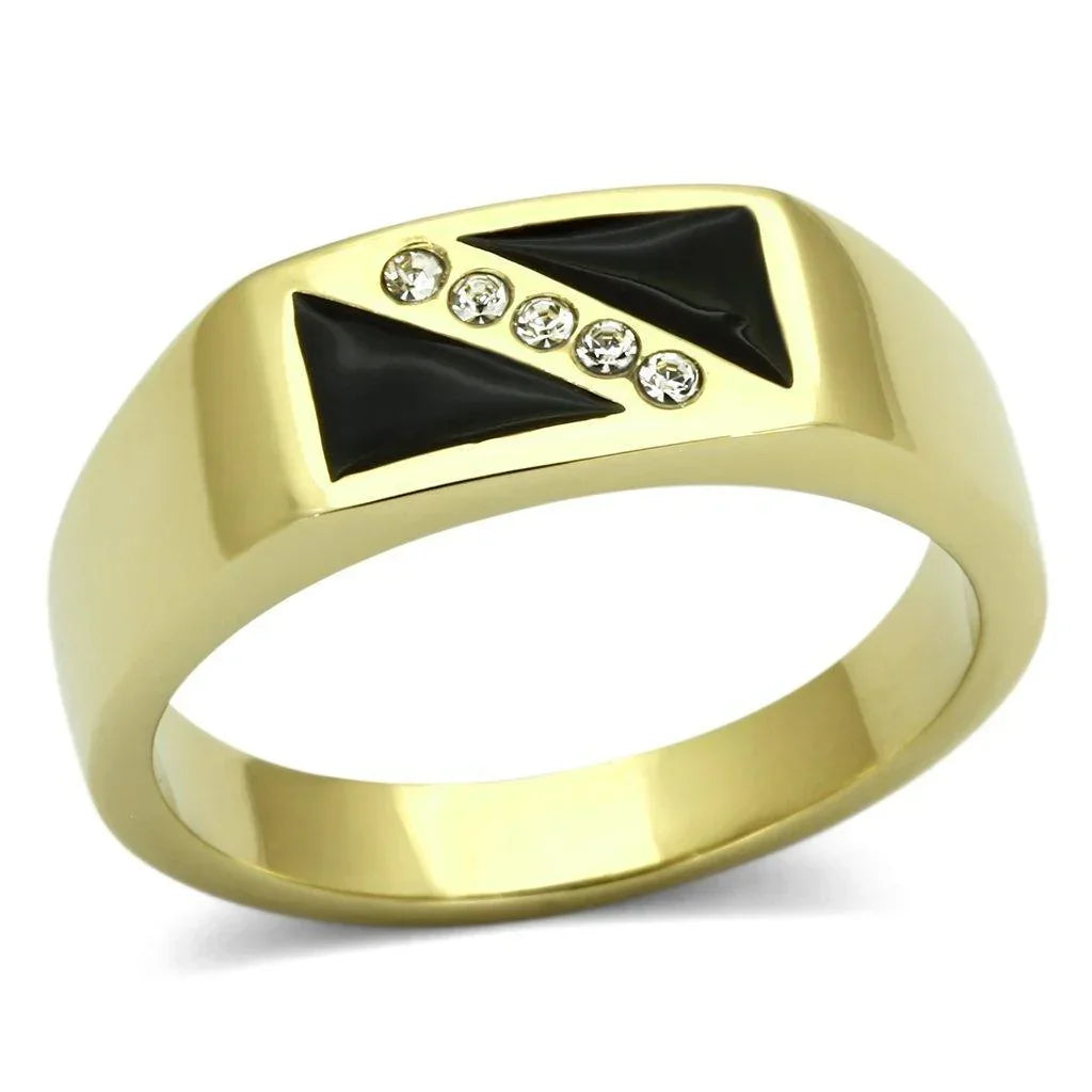 Gold Rings for Men Stainless Steel TK775 with Top Grade Crystal in Clear - Jewelry Store by Erik Rayo