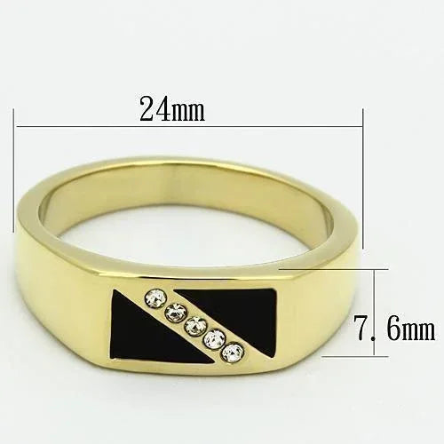 Gold Rings for Men Stainless Steel TK775 with Top Grade Crystal in Clear - Jewelry Store by Erik Rayo