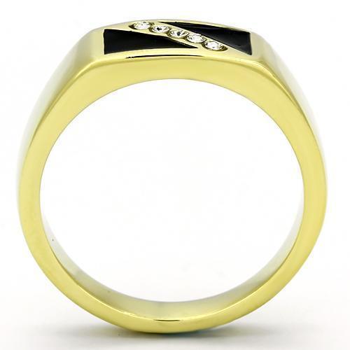 Gold Rings for Men Stainless Steel TK775 with Top Grade Crystal in Clear - Jewelry Store by Erik Rayo