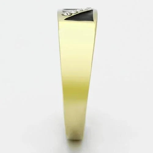 Gold Rings for Men Stainless Steel TK775 with Top Grade Crystal in Clear - Jewelry Store by Erik Rayo