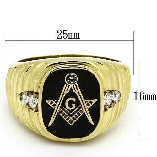 Gold Rings for Men Stainless Steel TK776 with Top Grade Crystal in Clear - Jewelry Store by Erik Rayo