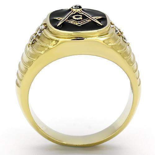 Gold Rings for Men Stainless Steel TK776 with Top Grade Crystal in Clear - Jewelry Store by Erik Rayo