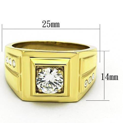 Gold Rings for Men Stainless Steel TK791 with AAA Grade Cubic Zirconia in Clear - Jewelry Store by Erik Rayo