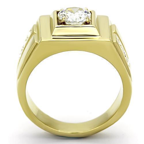 Gold Rings for Men Stainless Steel TK791 with AAA Grade Cubic Zirconia in Clear - Jewelry Store by Erik Rayo